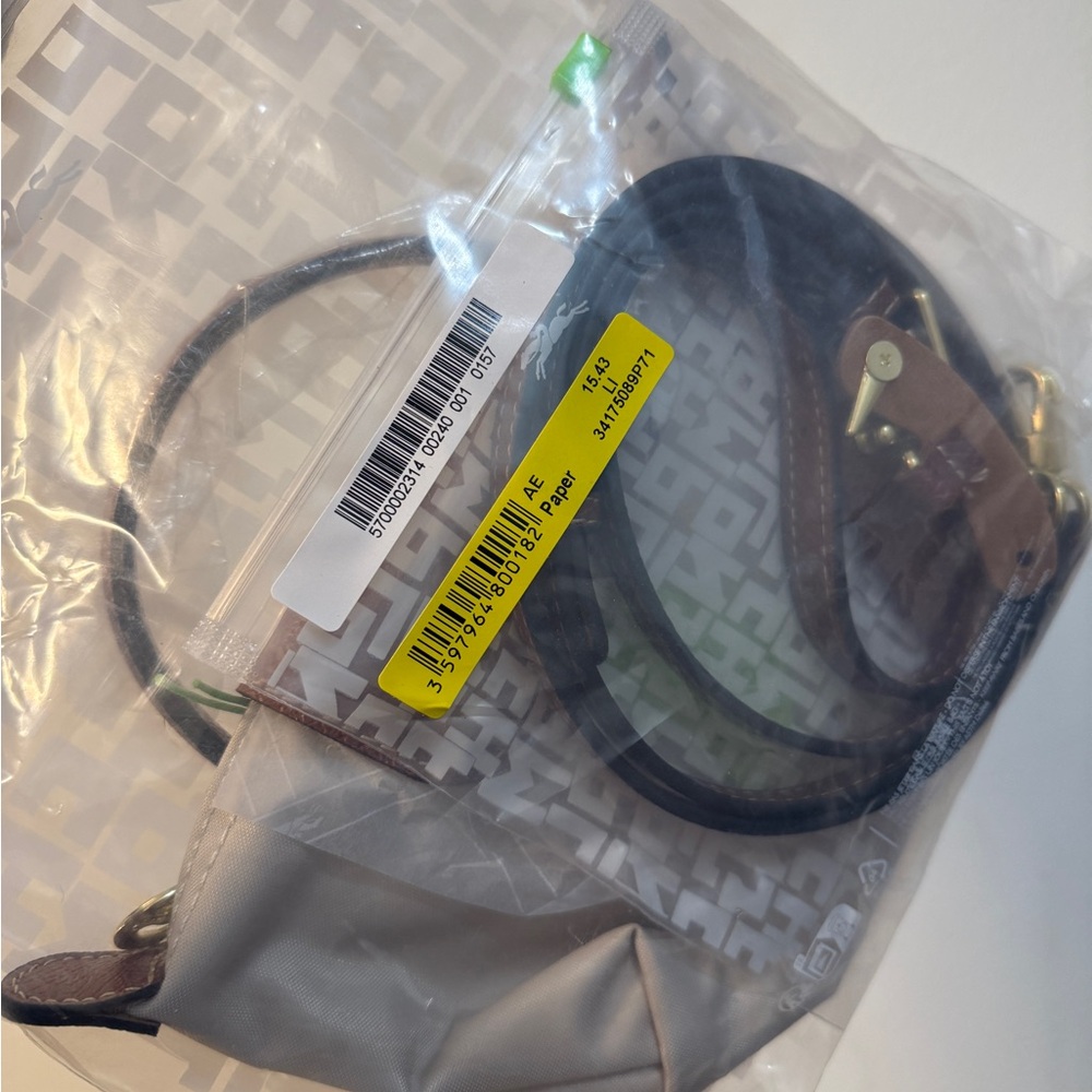 Longchamp Crossbody Bag in cream and Brown Trim